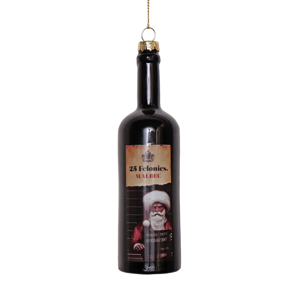 Santa Crimes Wine Christmas Decoration