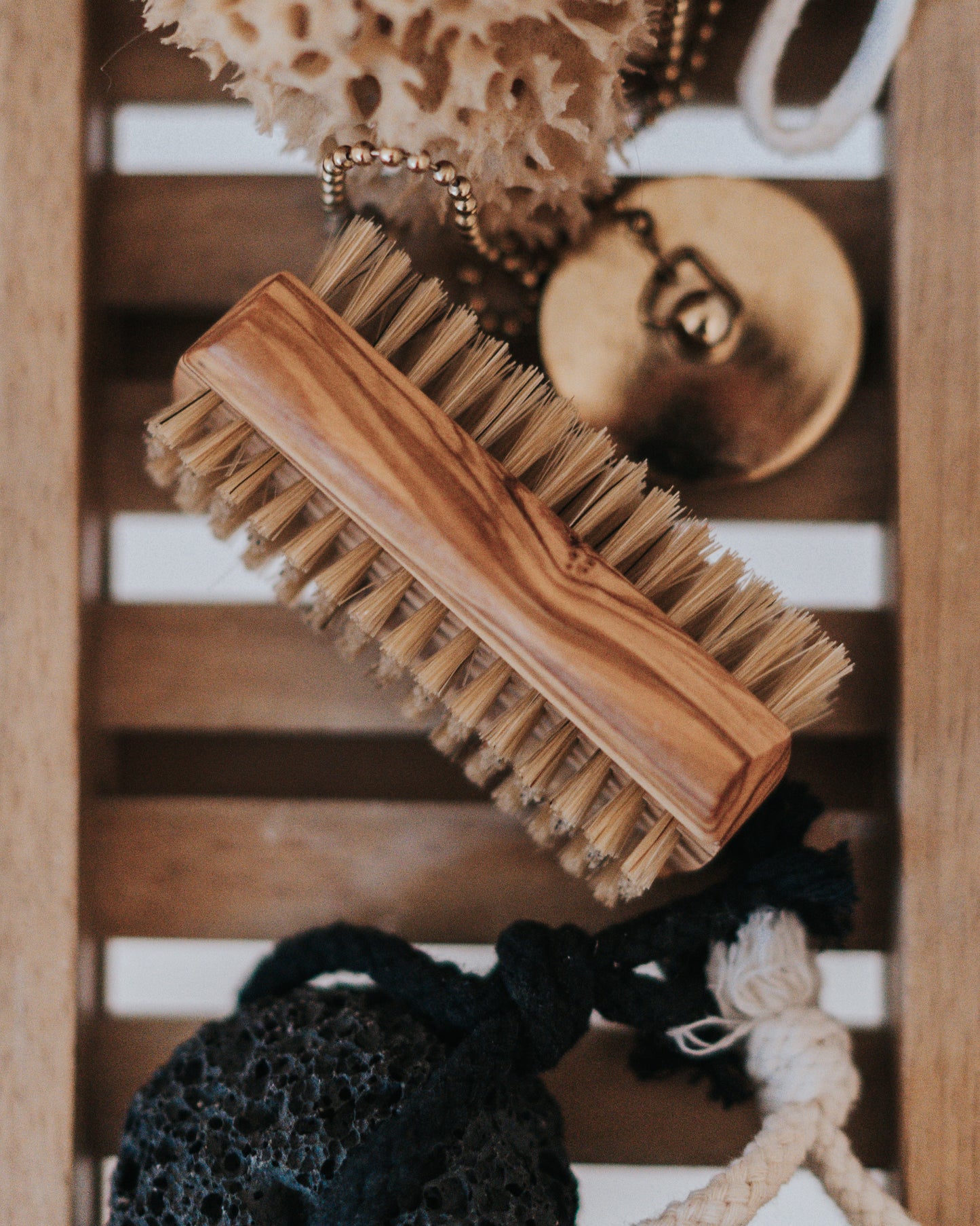 Olive Wood Nail Brush with Bristle