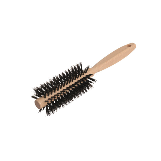 Beechwood Hairbrush, Round with Black Bristle