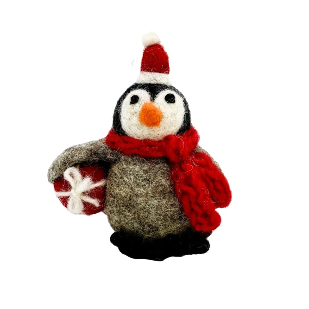 Felt Decoration - Baby Penguin with Present