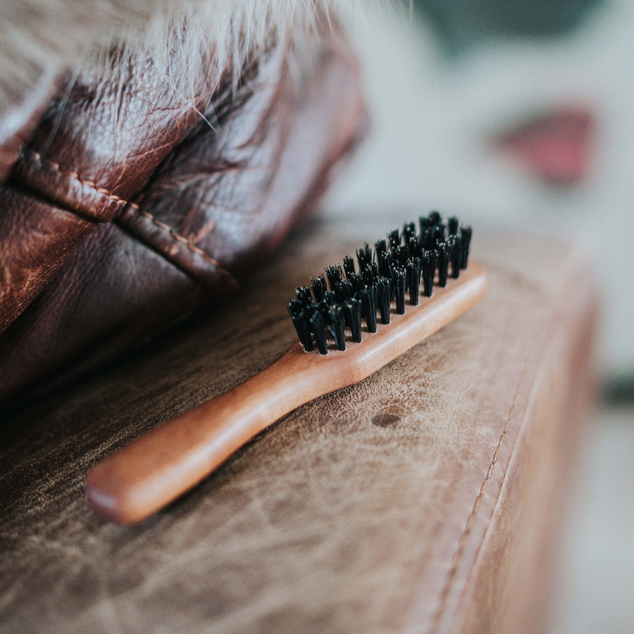 Beard Brush in Pearwood with Handle