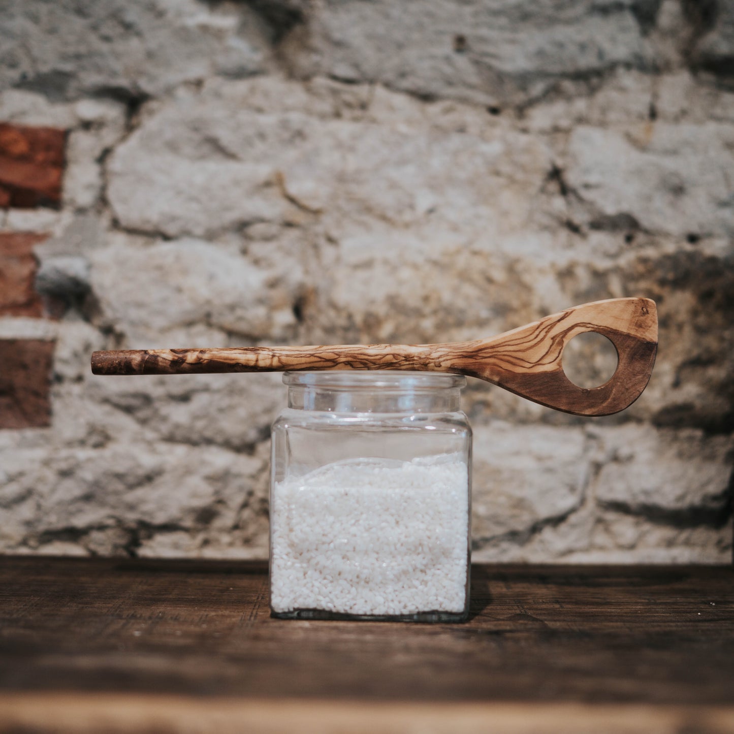 Wooden Cooking Spoon With Hole, Olive Wood