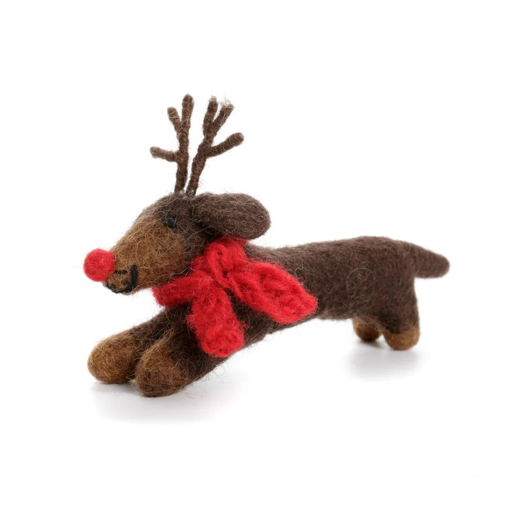 Felt Decoration - Sausage Dog with Antlers