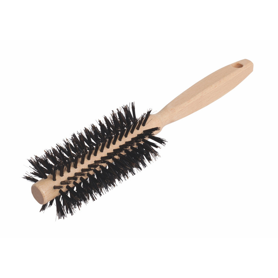 Beechwood Hairbrush, Round with Black Bristle